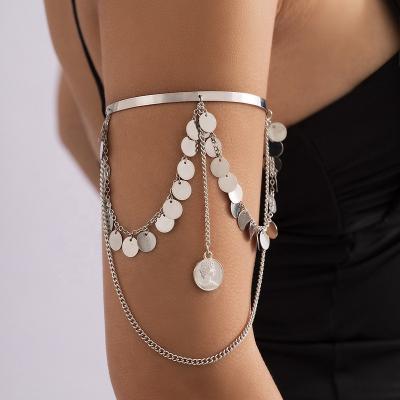 China European and American tassel chain punk sequined tassel niche chain arm portrait metal personality arm ring open arm bracelet for sale