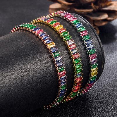 China FASHIONABLE Europe and the United States Full Diamond Color Zircon Bracelet Women's Adjustable Crystal Zircon Bracelet Wholesale for sale