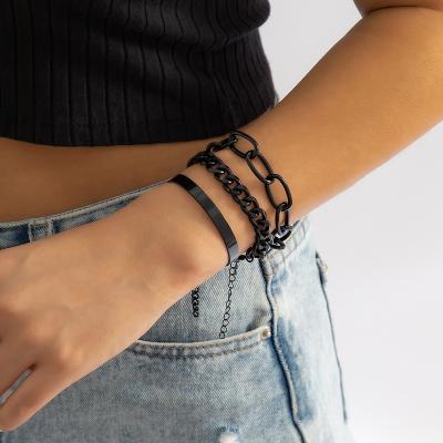 China Hot Selling European and American Trendy Fashion Hip Hop Suit Geometric Simple Cross Chain Waist Bracelet Adjustable Bracelet for sale