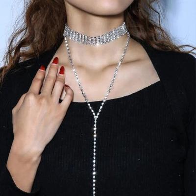 China 2022 FASHIONED exaggerated Diamond Necklace Factory Wholesale Popular multi-layer strap neck alloy famous retro necklace full fashionable for sale