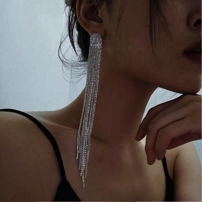 China Fashionable luxury long tassel earrings European and full American exaggerated diamond earrings sexy women for sale