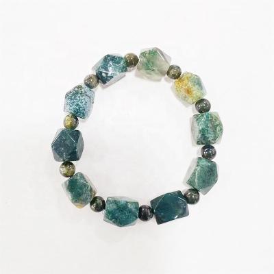 China Europe's Natural Stretch Stones Moss Agate Gemstone Bead Bracelet Chakra Bead Crystal Healing Bracelet for sale