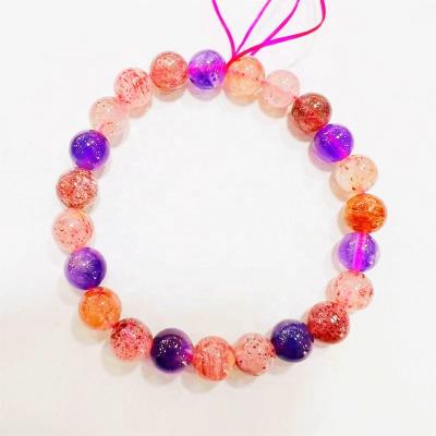 China Wholesale Natural Super Purple Hair String Bracelets Gold Strawberry Gold Strawberry Crystal Crystal for sale