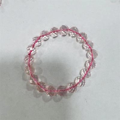 China Europe Wholesale Faceted 10mm Round Natural Rose Quartz Crystal Beads Elastic Stretch Bracelet for sale