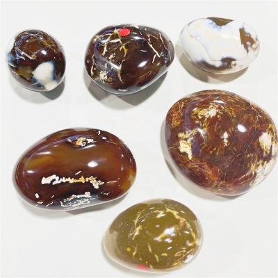 China Wholesale Natural Europe Flower Agate Worry Pocket Stone Polished Crystal Palm Stone Healing for sale