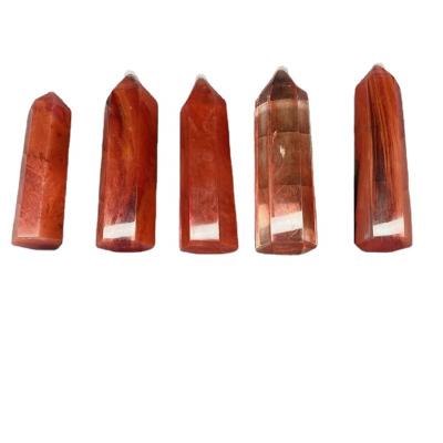 China Red Melting Fengshui Crystal Point Stone Tower Europe Crystals Bulk Wholesale Red Stones Healing for sale