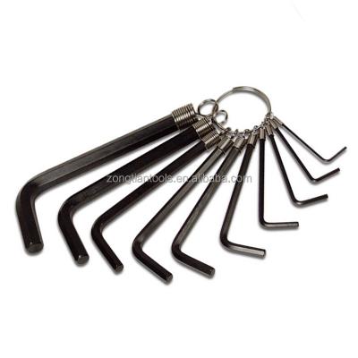 China Universal Tool Vacuum Heat Treatment 10 in 1 Allen Wrench Hex Key 1.5mm-6mm Metric DIY Tool Box Key Chain for sale