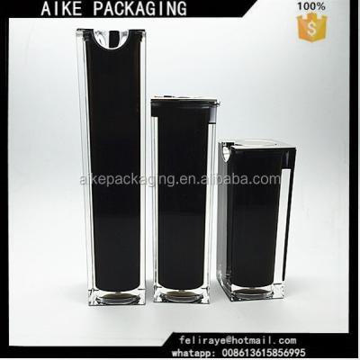 China Recycable Square Shape Pump Bottle Cosmetic Airless Airless Bottle Black Airless Pump Bottles for sale