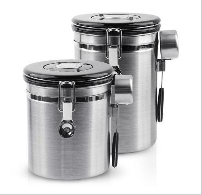 China 304 Stainless Steel Recyclable Sealed Tank With Exhaust Valve, Coffee Bean Storage Tank, Dried Fruit Tea Tank 1.5/1.8L à venda