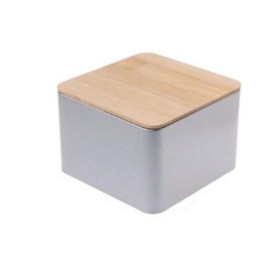 China Matcha Powder Tinplate Packaging Storage Box With Lid Bamboo Square High Quality Organizing Storage Te koop