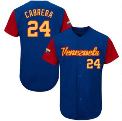 China Antibacterial Wholesale Custom Stitched Baseball Jerseys Venezuela National 24 Miguel Cabrera 27 Jose Altuve for sale