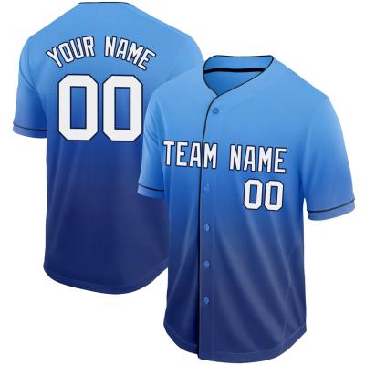 China Cheap Breathable Blue Baseball Jersey Antibacterial Customized Team Baseball Jersey Uniform Button Down T-shirts for sale