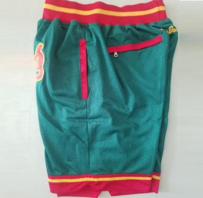 China Best Quality Seattle Antibacterial Green Quilted Basketball Shorts for sale