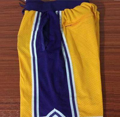 China Antibacterial Yellow Best Quality King Stitched Basketball Shorts for sale