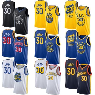 China Hot Sale Antibacterial Men's Custom Golden State Logo Basketball Uniforms City Edition Golden State 75th Anniversary 30 Stephen Curry Jersey for sale