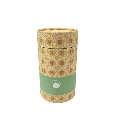 China Recyclable Biodegradable Custom Printed Cylinder Paper Cardboard Food Grade Aluminum Foil Liner Tea Round Tube Paper Packaging for sale