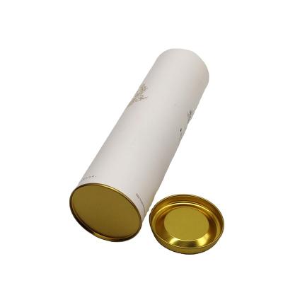 China Recyclable Custom Recycled Paper Packaging Tube With Printing Logo For Wine Whiskey Bottle Paper Tube With Metal Tin Lid for sale