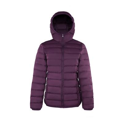 China Custom Women's Puff Hooded Jacket Waterproof Plain Lightweight Down Jacket Women's Stripper Down Coats for sale