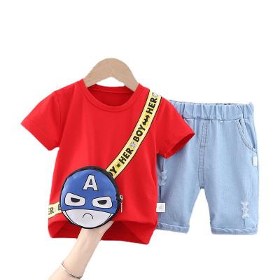 China Wholesale Custom Anti-Shrink O-Neck Short Sleeve T-Shirt For Kids With Cartoon Kids Wear Boys Dressing Sets Clothes for sale