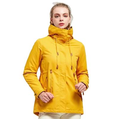 China Fashion Waterproof Solid Empty Drawstrings Coat Winter Ladies Windbreaker Softshell Hooded Jacket For Women for sale