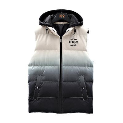 China Custom Waterproof GBM Hooded Sleeveless Winter Outwear Bubble Jackets Mens Stripper Vest for sale