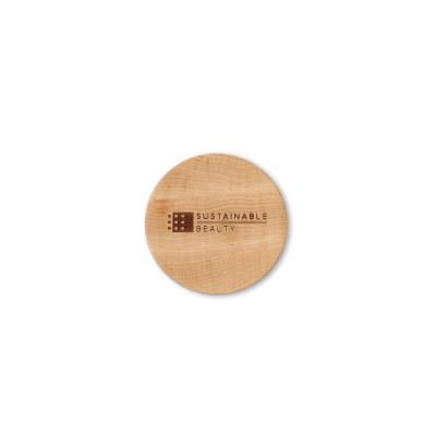 China Eco-friendly ceramic loose powder compact with wooden lid of unique empty new material cosmetic packaging for sale