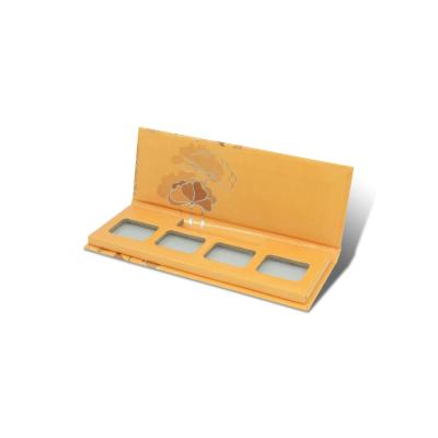 China Biodegradable + Recycled Eyeshadow Pound Makeup Cosmetics Packaging Custom Viable Yellow Magnetic Palette 4 Colors for sale