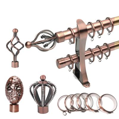 China Factory direct wholesale best eco-friendly steel curtain pole set 28/25mm double price window curtain rod metal iron fashion home hardware for sale