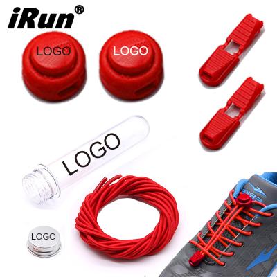 China Around Irun Working Custom Elastic Round Laces Lock Lace With Custom Tail Clip Glass Tube Packaging Custom No Tie Lock Lace for sale