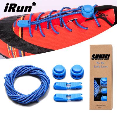 China Irun Round Elastic Laces Stocking Elastic Laces Locks No Tie Kraft Custom Boxes No Tie Lock Lace Silicone Shoe Lace Lock for sale