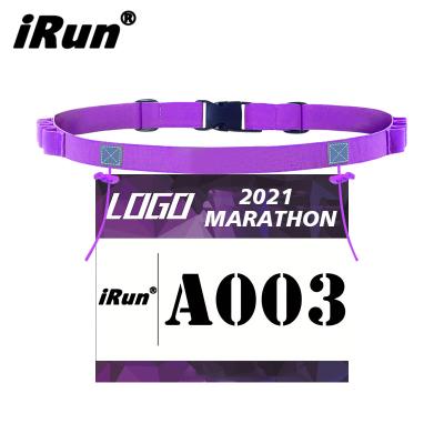 China Custom Number Logo Recycled Boxes Package Runner Elastic Running Belt Irun Duathlon Event Triathlon Marathon Running Belt 25mm*920mm for sale