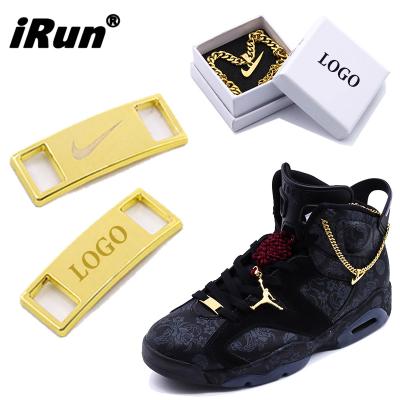 China Eco-froendly; No Color Fading Logo Recycled Paper Boxes Package AF1 Dubrae Metal Lace Charm Decoration Irun Custom Sneaker Charm Gold Dubrae Shoes for sale