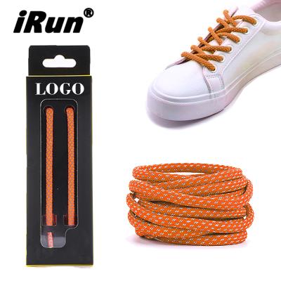 China Irun Reflective Glow in the Dark 3m Shoe Lace Custom Boxes Bundle Hi Vis Round Rope Yeezy Reflective Laces for sale