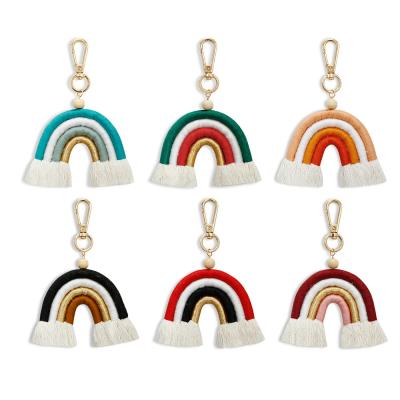 China Promotion Gift Decorative Pendant For Custom Handwoven Ornament Keychain Rainbow Bag Tassel Key Chain for sale