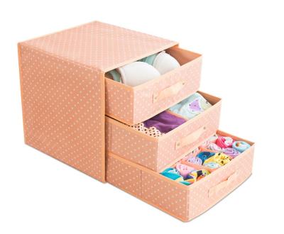 China Viable Oxford Cloth 3 Layers Storage Box Bedroom Storage Box Sock Drawer Underwear Storage Container Box for sale