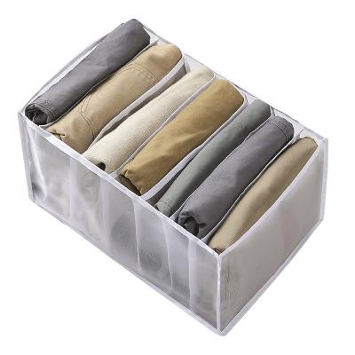 China Home Viable Storage Box Foldable Mesh Cloth Drawer Pants Closet Nylon Pants Organizer Bag for sale