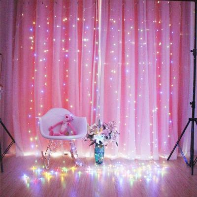 China 300led String 3x3m LED Curtain Light USB String 300led Fairy Icicle Christmas Wedding Curtain Garden Window Remote Control Decoration for sale