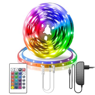 China Indoor and Outdoor for Light Bar Home Kitchen Bed Waterproof 5050 LED Color Changing DIY RGB LED Flexible Strip Light with 24 Key Outdoors for sale