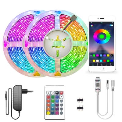 China 2021 Hot Selling Waterpoof 12V 5050 SMD RGB Smart BT Indoor & Outdoor App RGB LED Controlled Strip Lights for sale