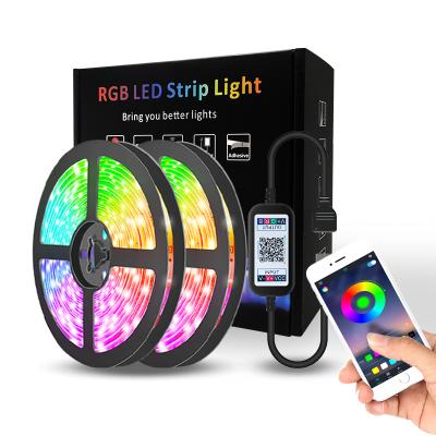 China Living Room/Bedroom/Garden/Road/TV Computer BT APP Control IP20 LED Light Strips 5050 Flexible Night Light Lamp Backlight RGB 5V USB Decoration Light String for PC of TV for sale