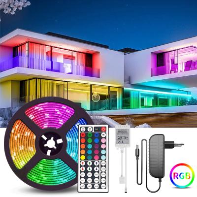 China Residential 5050 RGB LED Strip Light Flexible Tape 44key Mini 12V Led Strip 5M 10m 15M 20M Waterproof Tape Diode +Control+Adapter for sale