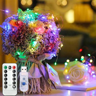 China Remote Control 2M 10m Outdoor Indoor String Lights 50LED 16.5FT 5 Meter USB Operated LED Rope Lights with 8 Mode Remote Timer Fairy Lights for sale