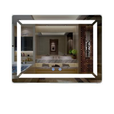 China Transitional Rectangle 5mm Led Smart Mirror Living Room Mirror Light Copper Bathroom Fog Free Led Mirror for sale