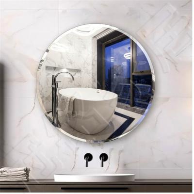 China Frameless Round Country Bathroom Wall Mirror 610mm Beveled Polished Round Mirror For Bathroom Wall for sale