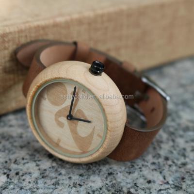 China Factory direct sales of water resistant wood watch in wristwatches leather strap wood customized watch for sale