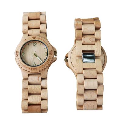 China Fashion Exquisite Mens Date Watch Maple Solid Wood Watch Automatic Factory Customized for sale