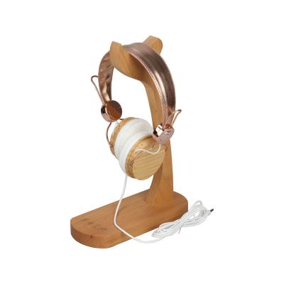 China Wholesale Custom Environmentally Friendly Tabletop Wooden Earphone Display Stand Supporting Logo Wooden Earphone Stand for sale