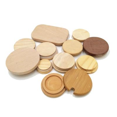 China Pilfer-proof A Variety Of Color Natural Decorative Bamboo Lids Ceramic Candle Jars With Wooden Lids For Cup Jars for sale