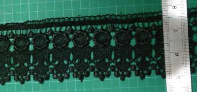 China Comfortable Poly Wide Lace Trim Black With Flower , Eco Friendly for sale