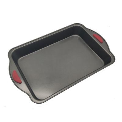 China Amazon Sustainable Hot Selling Nonstick Carbon Steel Bakeware Sets With Red Silicone Handles Nonstick Baking Tray for sale